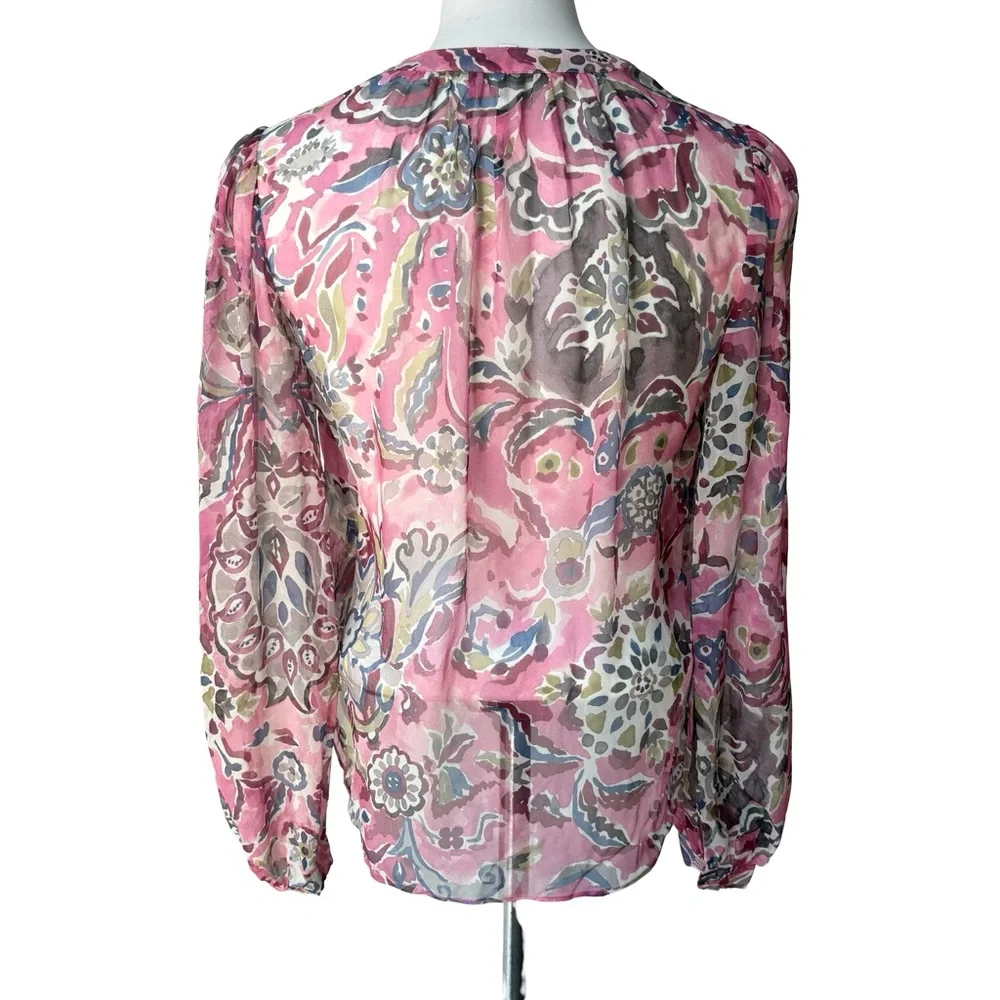 Veronica Beard Ashlynn Silk Top in Rose Multi, Sz 2 - Picture 3 of 16